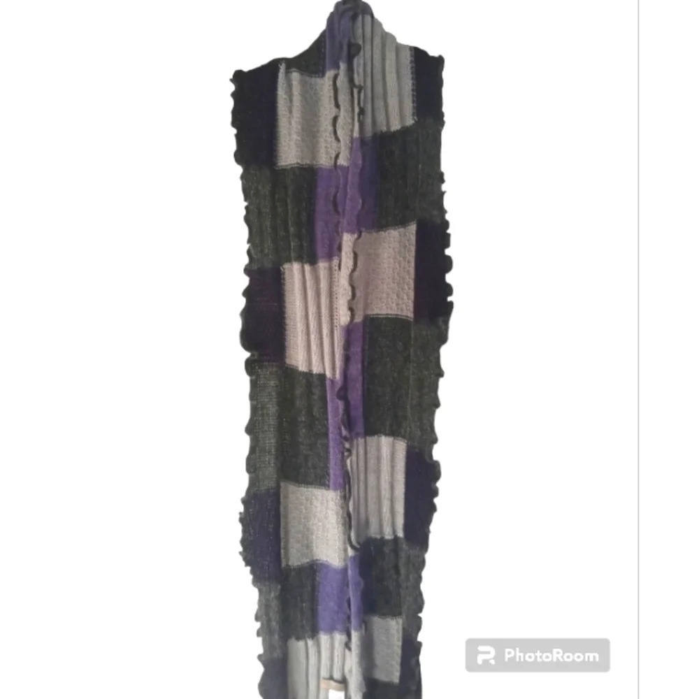 Rafaello Bettini Made In Italy Mohair Wool Blend Gray Purple Color Block Scarf